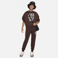 Nike Sportswear Big детские (Girls') оверсайз Fleece Crew-Neck свитшот цвет коричневый