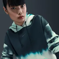Nike Sportswear Phoenix Fleece жіноча Artist Collection оверсайз Printed Pullover Толстовка з капюшоном блакитний