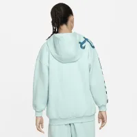 Nike Air Club Fleece Big дитячі (Girls') оверсайз Full-Zip Толстовка з капюшоном колір зелений