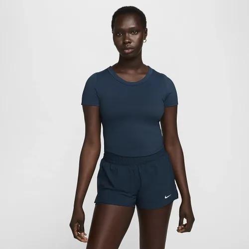 Nike One Fitted жіноча Dri-FIT Short-Sleeve Cropped Top блакитний