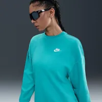 Nike Sportswear Club Fleece жіноча Loose Crew-Neck світшот колір зелений