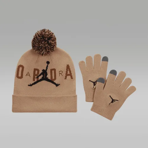 Nike Jordan Pom Beanie комплект Big Kids 2-Piece комплект колір коричневий