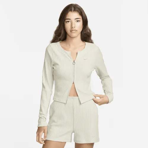 Nike Sportswear Chill Rib женская Slim Full-Zip Cardigan цвет коричневый