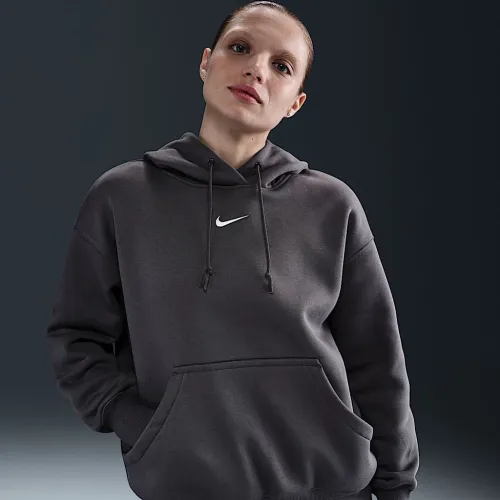 Nike Sportswear Phoenix Fleece женская оверсайз Pullover Толстовка с капюшоном цвет серый