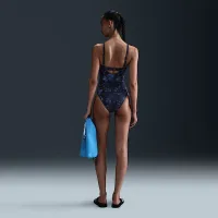 Nike Swim женская V-Neck One-Piece синий