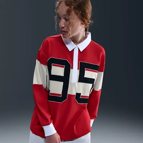 Nike Sportswear женская Long-Sleeve Graphic Polo Top цвет красный