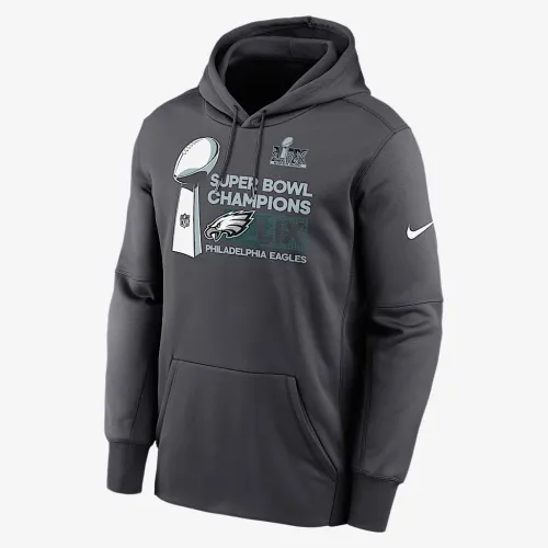 Philadelphia Eagles Super Bowl LIX Champions Trophy Collection Club чоловічі Nike NFL Pullover Толстовка з капюшоном колір сірий