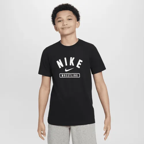 Nike Big дитячі Wrestling футболка колір чорний
