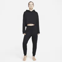 Nike Yoga Luxe женская Cropped Fleece Толстовка с капюшоном цвет черный