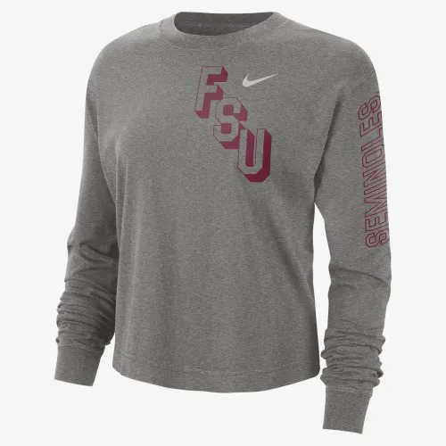 Florida State Heritage женская Nike College Boxy Crew-Neck футболка цвет серый