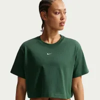Nike Sportswear женская Loose Short-Sleeve Cropped футболка цвет зеленый