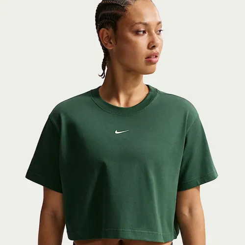 Nike Sportswear женская Loose Short-Sleeve Cropped футболка цвет зеленый