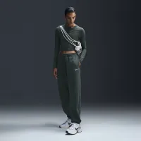 Nike Sportswear Chill Knit женская Slim Long-Sleeve Cropped Top цвет зеленый