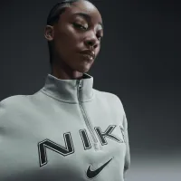 Nike Sportswear Phoenix Fleece женская оверсайз 1/4-Zip Logo Top цвет зеленый