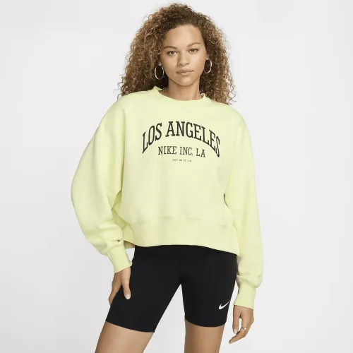 Nike Sportswear Phoenix Fleece женская Over-оверсайз Crew-Neck Graphic свитшот цвет зеленый