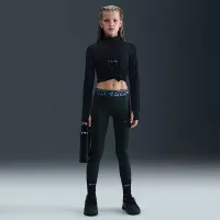 Nike Pro Big детские (Girls') Dri-FIT лосины with Shine Accents цвет зеленый