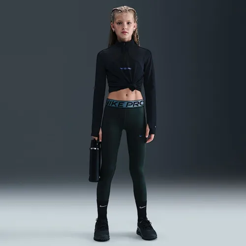 Nike Pro Big детские (Girls') Dri-FIT лосины with Shine Accents цвет зеленый