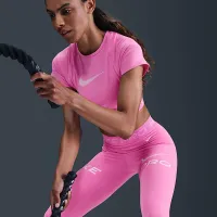 Nike Pro женская Mid-Rise 7/8 Mesh-Panel Graphic лосины Pink