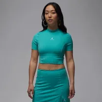 Nike Jordan жіноча Short-Sleeve Knit Crop Top колір зелений