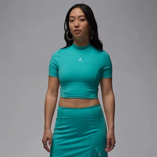 Nike Jordan жіноча Short-Sleeve Knit Crop Top колір зелений