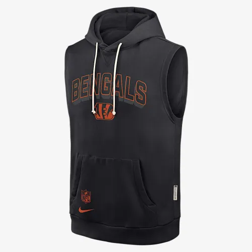 Cincinnati Bengals Sideline мужские Nike Dri-FIT NFL Sleeveless Pullover Толстовка с капюшоном цвет черный