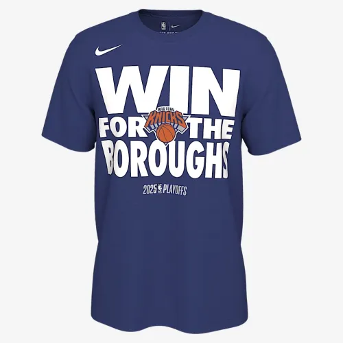 New York Knicks Playoff Mantra 2025 чоловічі Nike NBA футболка блакитний