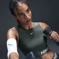 Nike Pro жіноча Dri-FIT Cropped Tank Top колір зелений
