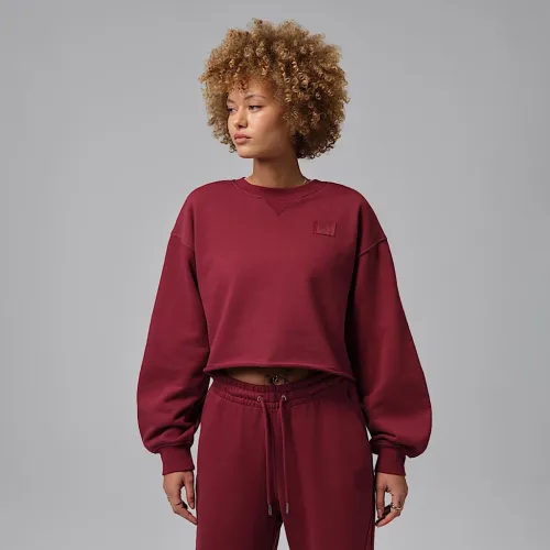 Nike Jordan Flight Fleece женская Mod-Crop Crew-Neck свитшот цвет красный