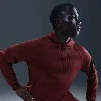 Nike Primary Fleece мужские Dri-FIT UV Pullover Performance Толстовка с капюшоном цвет красный