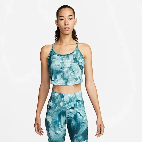 Nike Dri-FIT One женская Cropped Printed Tank Top синий