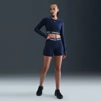Nike Pro жіноча Dri-FIT Cropped Long-Sleeve Top блакитний