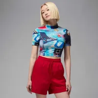 Nike Jordan жіноча Printed Short-Sleeve Knit Crop Top колір білий