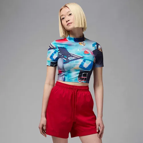 Nike Jordan жіноча Printed Short-Sleeve Knit Crop Top колір білий