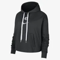 Brooklyn Nets Courtside жіноча Nike NBA Fleece Pullover Толстовка з капюшоном колір чорний