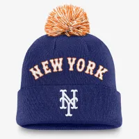 New York Mets Peak чоловічі Nike MLB Cuffed Pom Beanie блакитний