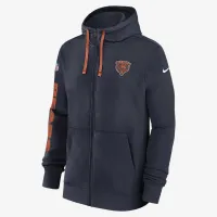Chicago Bears Sideline Team Issue Club чоловічі Nike Full Zip Толстовка з капюшоном блакитний