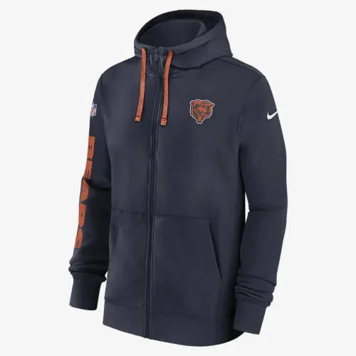 Chicago Bears Sideline Team Issue Club чоловічі Nike Full Zip Толстовка з капюшоном блакитний