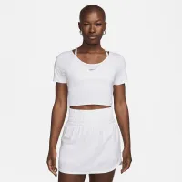 Nike One Classic жіноча Dri-FIT Short-Sleeve Cropped Twist Top колір білий