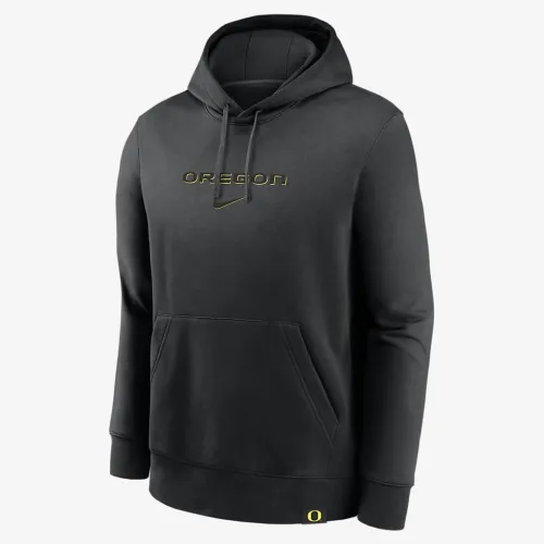 Oregon Ducks Statement Wordmark Lockup Heavyweight мужские Nike College Pullover Толстовка с капюшоном цвет черный