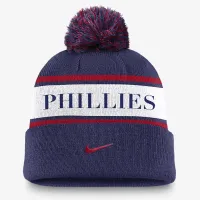 Philadelphia Phillies Team Stripe Peak мужские Nike MLB Cuffed Pom Beanie цвет красный