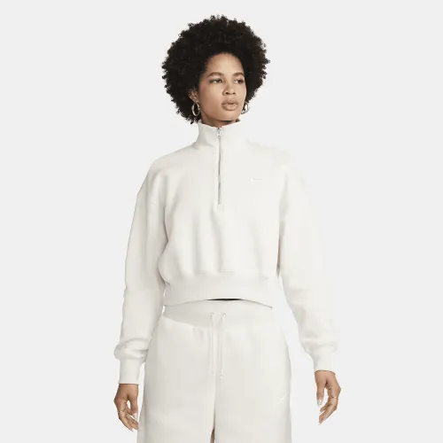 Nike Sportswear Phoenix Fleece жіноча 1/2-Zip Cropped світшот колір коричневий