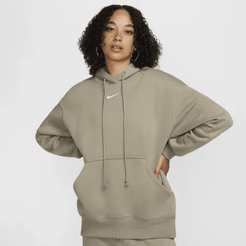 Nike Sportswear Phoenix Fleece женская оверсайз Pullover Толстовка с капюшоном цвет зеленый