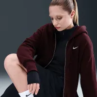 Nike Sportswear Phoenix Fleece женская оверсайз Full-Zip Толстовка с капюшоном цвет красный
