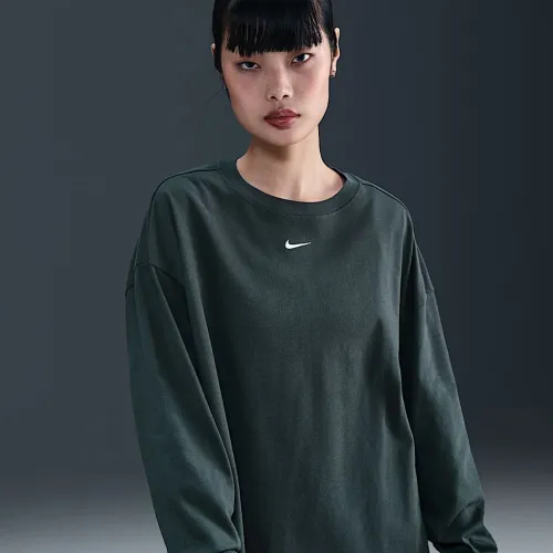 Nike Sportswear Essential женская оверсайз Long-Sleeve футболка цвет зеленый