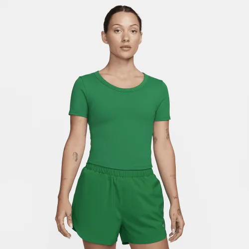Nike One Fitted женская Dri-FIT Short-Sleeve Cropped Top цвет зеленый