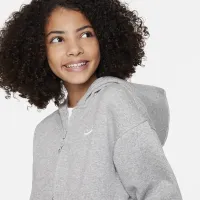 Nike Sportswear Club Fleece Big детские оверсайз Full-Zip Толстовка с капюшоном цвет серый