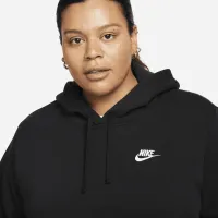 Nike Sportswear Club Fleece женская Pullover Толстовка с капюшоном (большие размеры) цвет черный