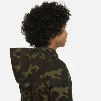 Nike Tech Fleece Big детские (для мальчиков) Camo Full-Zip Толстовка с капюшоном цвет черный