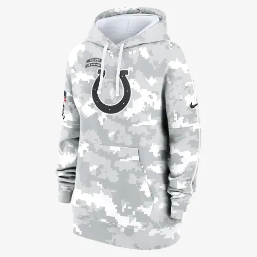 Indianapolis Colts Salute to Service Primary Edge Club женская Nike NFL Pullover Толстовка с капюшоном цвет белый