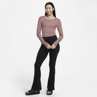 Nike Sportswear Chill Knit жіноча Tight Scoop-Back Long-Sleeve Mini-Rib Top колір фіолетовий